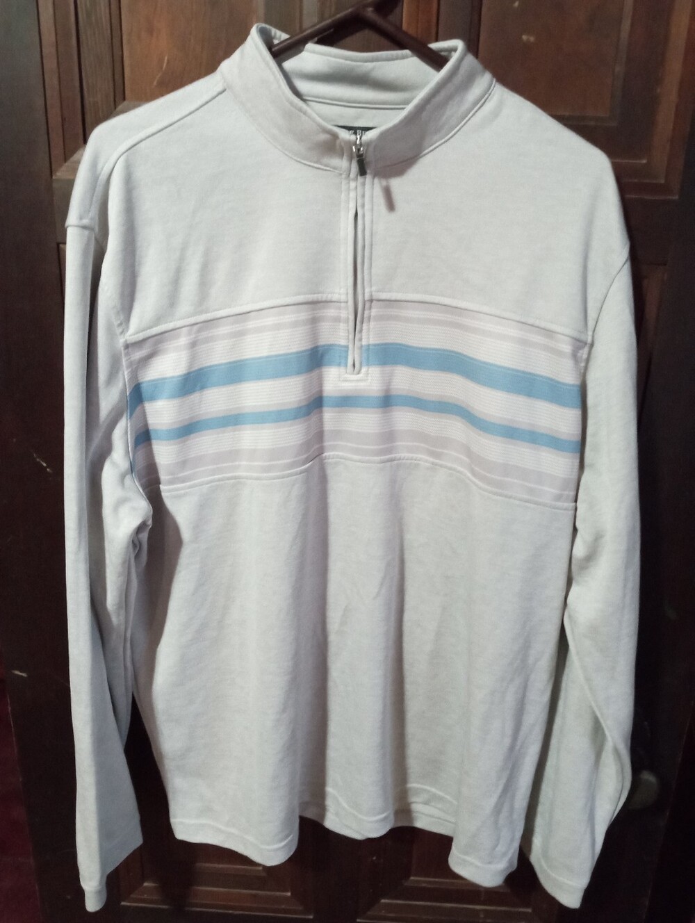 Pebble Beach Light Gray Zip-Up Golf Shirt Sz XXL with Blue Stripes